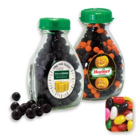 Logo Branded Milk Pint Glass Bottle Filled w/ Assorted Jelly Beans