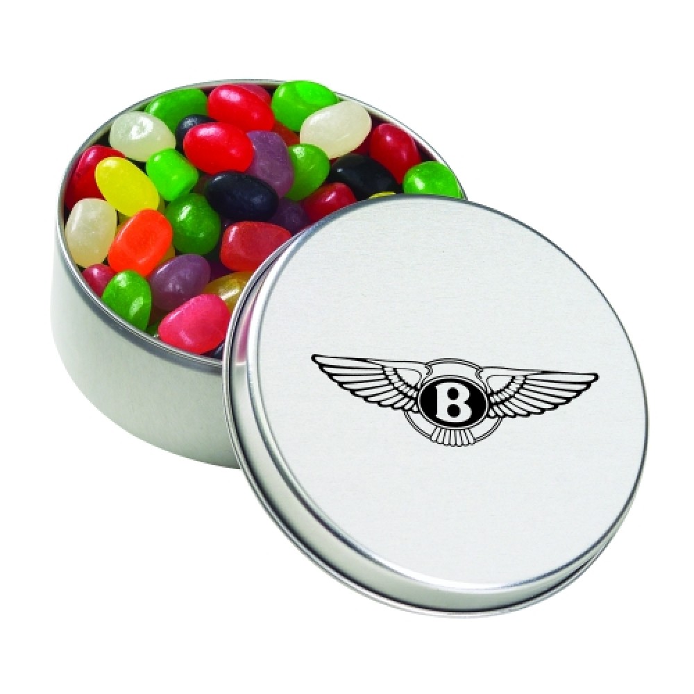 Large Round Tin - Jelly Beans (Assorted) Custom Imprinted