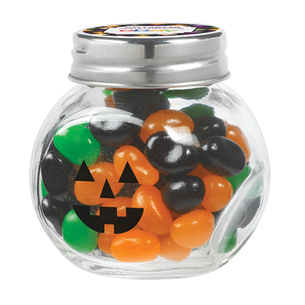 Cryptic Canister Jar w/ Monster Mix Jelly Belly Jelly Beans Custom Imprinted