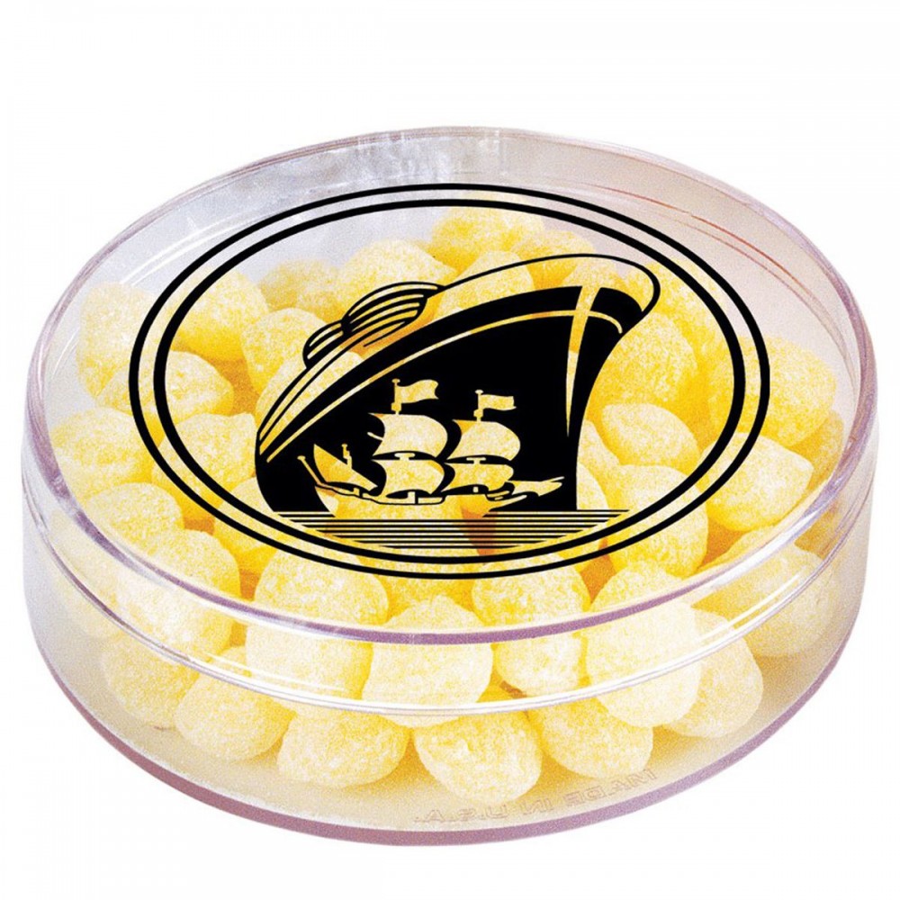 Plastic Round Shape Container w/ Filling Custom Printed