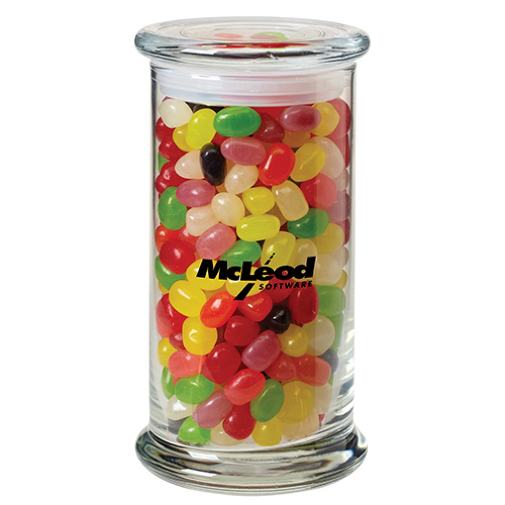 Status Glass Jar - Jelly Beans (Assorted) (20.5 Oz.) Custom Printed