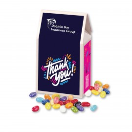 Logo Branded White Gable Box w/ Jelly Belly Jelly Beans  Logo Branded White Gable Box w/ Jelly Belly Jelly Beans