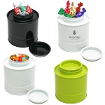 Custom Printed Asian Style Round Tin Canister Box w/ Hard Candy