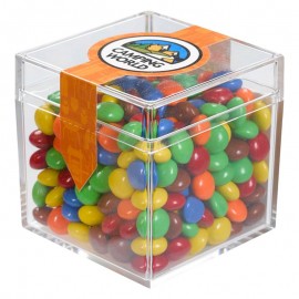 Custom Printed Cube Shaped Acrylic Container With Chocolate Littles  Custom Printed Cube Shaped Acrylic Container With Chocolate Littles