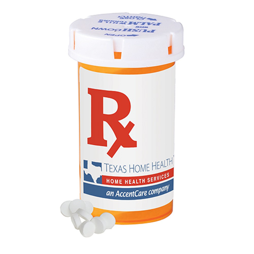 Custom Imprinted Large Pill Bottle - Mini Mints Custom Imprinted Large Pill Bottle - Mini Mints