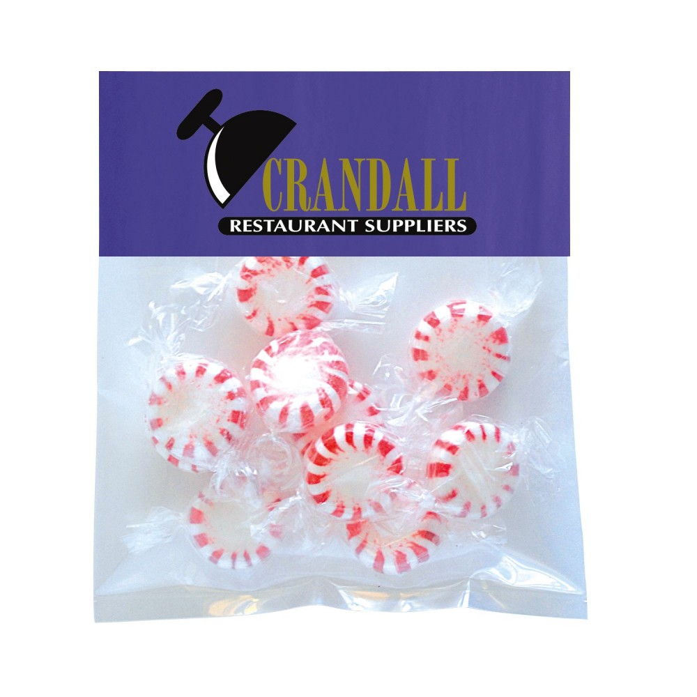 Custom Imprinted Striped Peppermints in Sm Header Pack