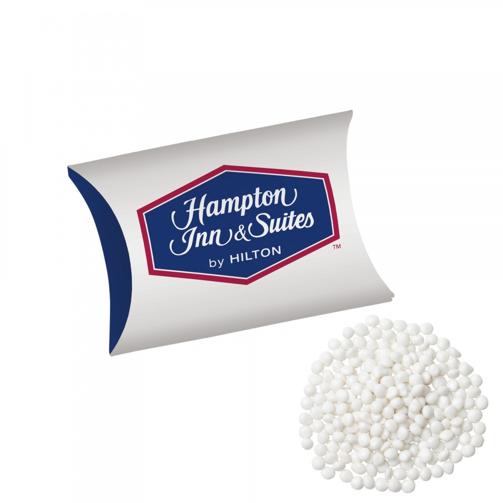 Logo Branded Mini Pillow Box - White Mints Logo Branded Mini Pillow Box - White Mints