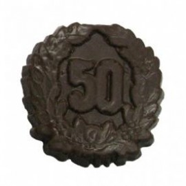 0.72 Oz. Chocolate 50th Anniversary Medium W/Crest Logo Branded