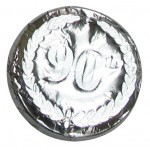 0.32 Oz. Chocolate 90th Anniversary Round W/Crest Custom Imprinted