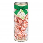 Logo Branded 16 Oz. Contemporary Glass Mason Jar w/ Grosgrain Bow (Starlight Mints)