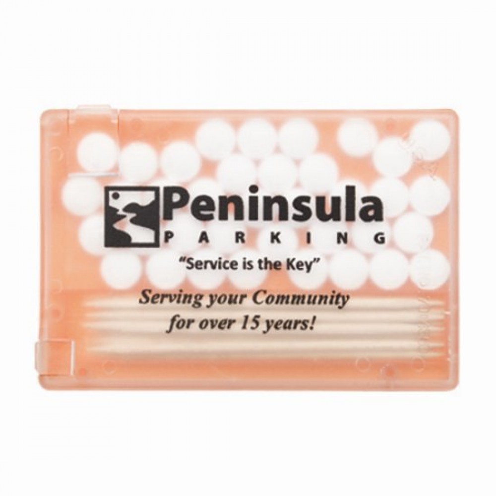 Rectangle Mints & Toothpicks - Translucent Orange Logo Branded Rectangle Mints & Toothpicks - Translucent Orange Logo Branded