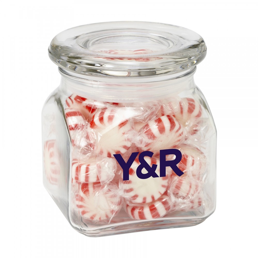Contemporary Glass Jar - Starlight Mints (10 Oz.) Logo Branded Contemporary Glass Jar - Starlight Mints (10 Oz.) Logo Branded