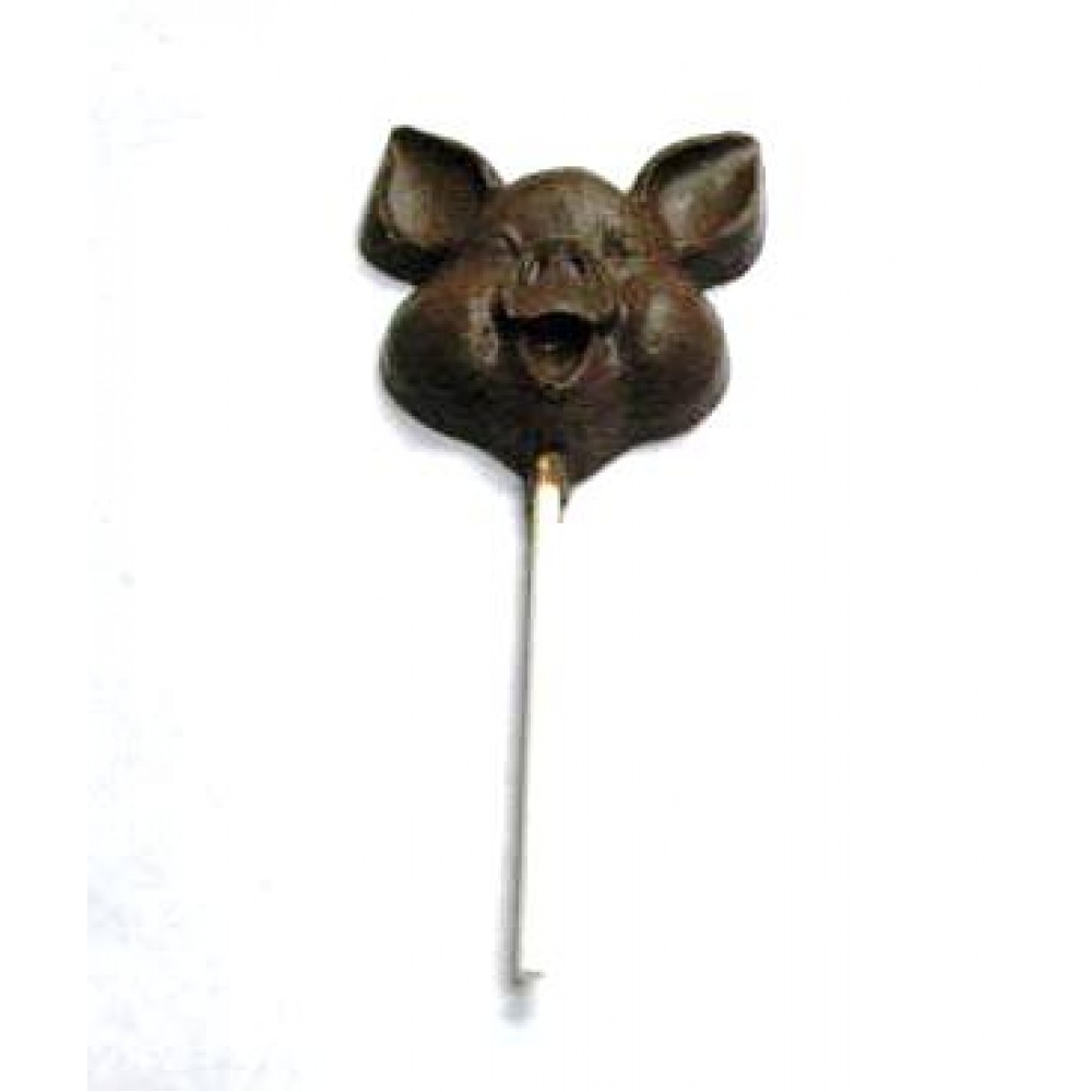 1.52 Oz. Chocolate Pig Face On A Stick Logo Branded