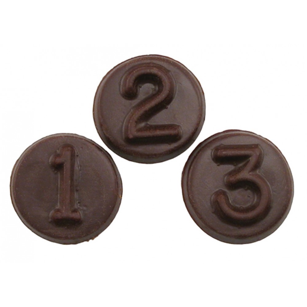 Custom Imprinted Number Rounds 4 Stock Chocolate Shape