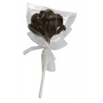 0.72 Oz. Small Chocolate Rose On A Stick Logo Branded