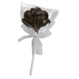 0.72 Oz. Small Chocolate Rose On A Stick Logo Branded