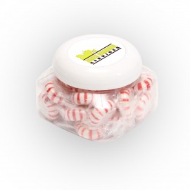 Striped Peppermints in Lg Snack Canister Custom Imprinted