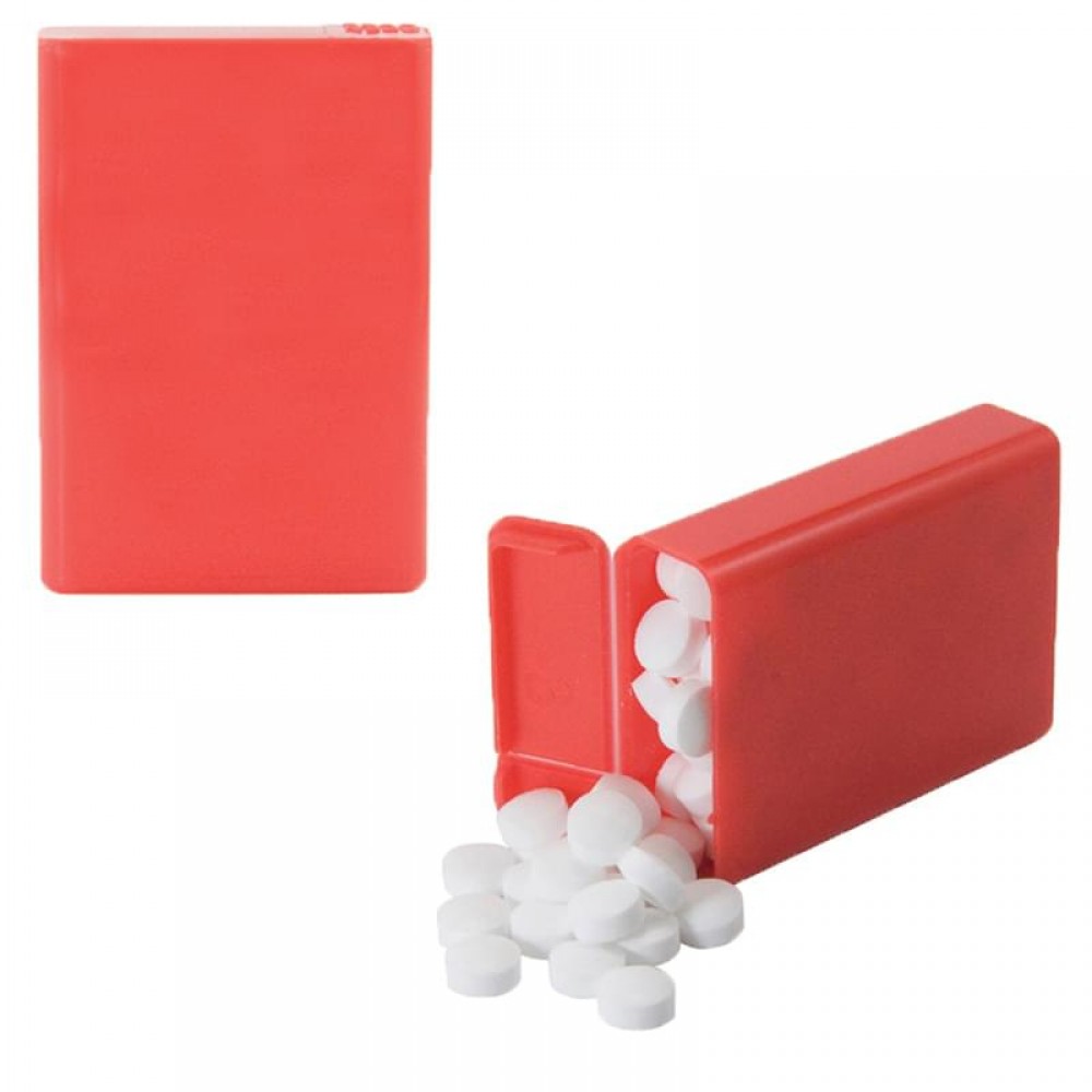 Promotional Flip Top Plastic Case with Sugar-Free Mints, Colored Candy