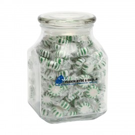 Striped Spearmints in Lg Glass Jar Custom Printed  Striped Spearmints in Lg Glass Jar Custom Printed
