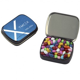 Promotional Small Hinged Tin - Chocolate Covered Sunflower Seeds (Gemmies)