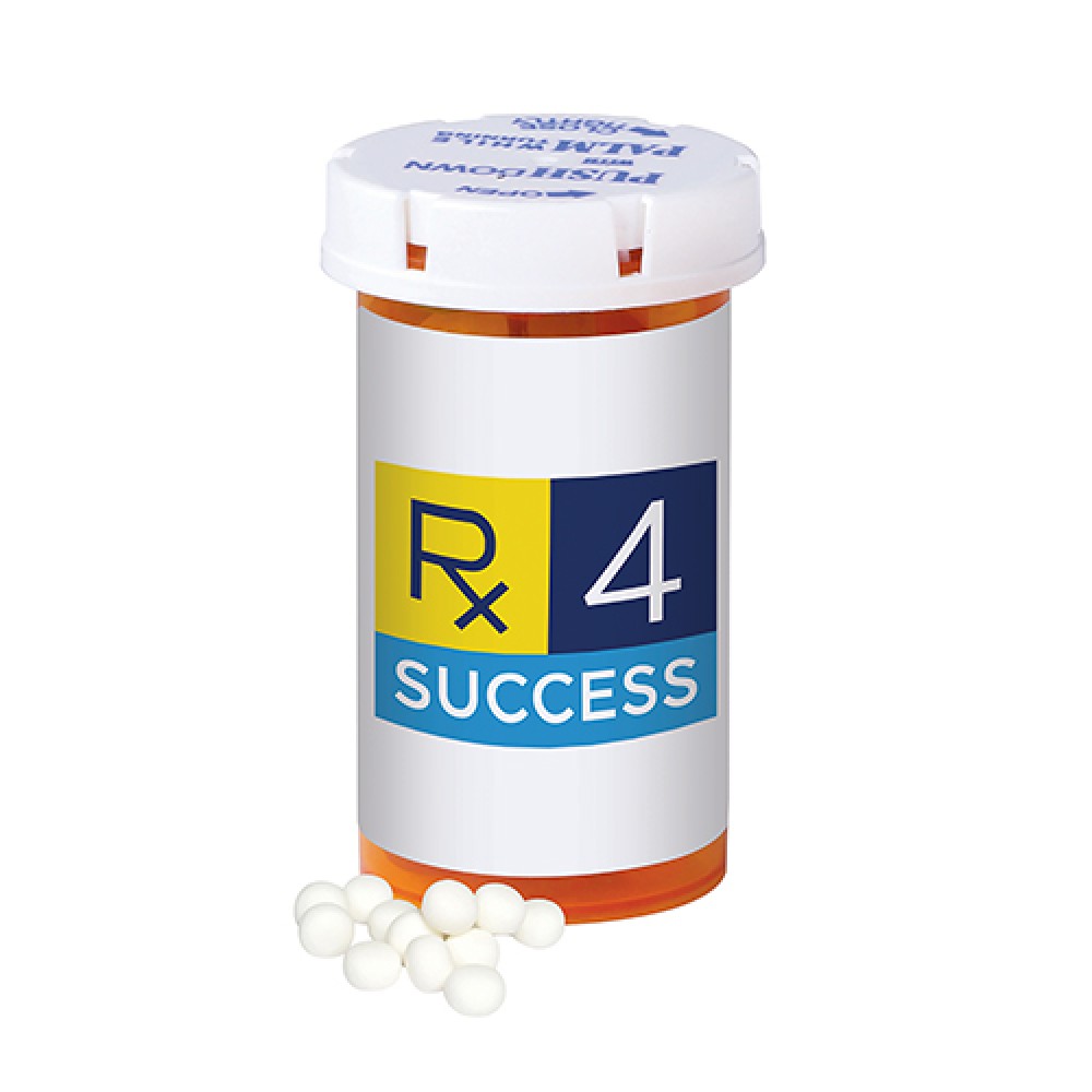 Small Pill Bottle - White Mints Custom Printed Small Pill Bottle - White Mints Custom Printed