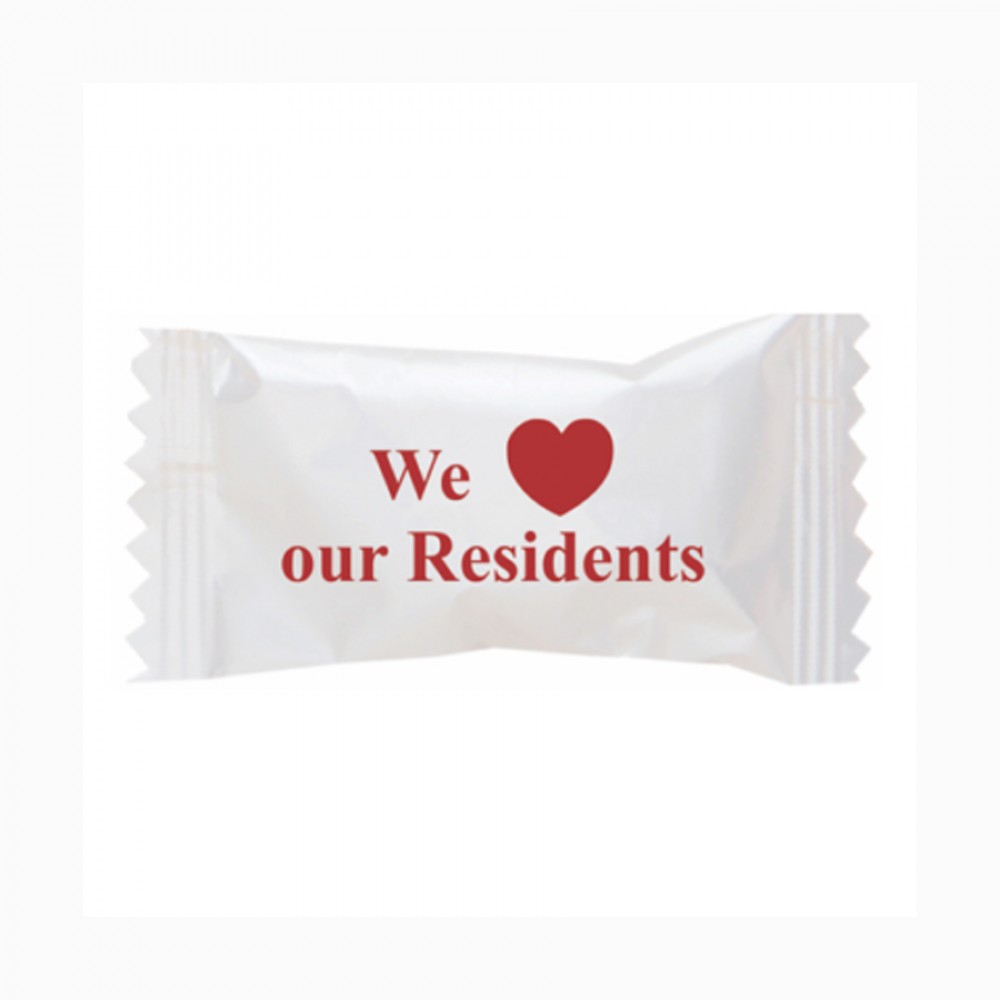 Buttermints Cool Creamy Mint in a We Love Our Residents Wrapper Logo Branded Buttermints Cool Creamy Mint in a We Love Our Residents Wrapper Logo Branded