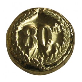 Promotional 0.32 Oz. Chocolate 80th Anniversary Round W/Crest