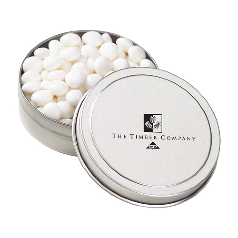 Custom Imprinted Small Round Tin - White Mints Custom Imprinted Small Round Tin - White Mints