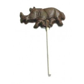 Custom Printed 0.64 Oz. Chocolate Rhinoceros On A Stick  Custom Printed 0.64 Oz. Chocolate Rhinoceros On A Stick