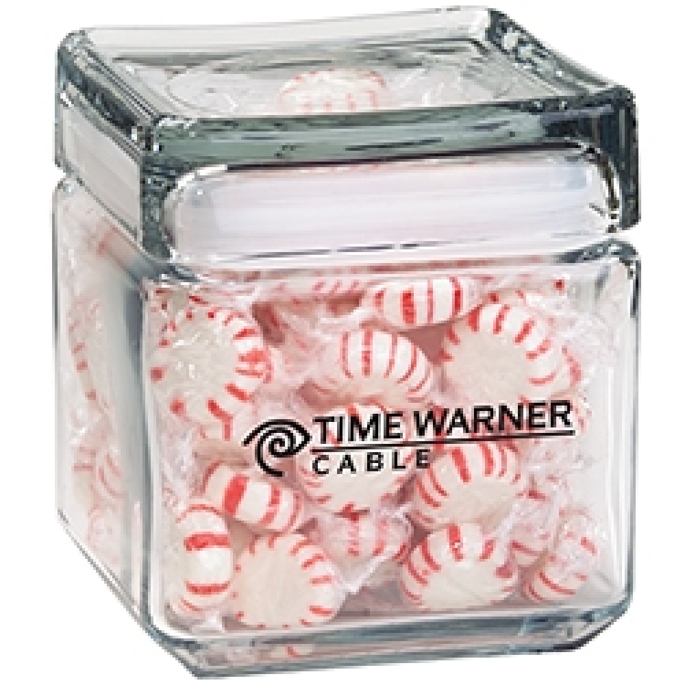 Square Glass Jar - Starlight Mints (32 Oz.) Custom Imprinted Square Glass Jar - Starlight Mints (32 Oz.) Custom Imprinted