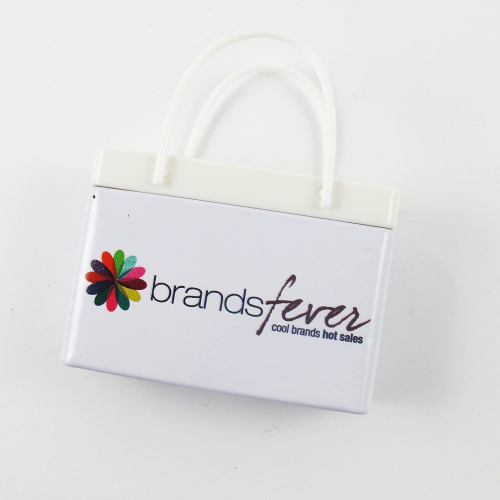 Custom Imprinted White Pink Shopping Bag Mint Tin Custom Imprinted White Pink Shopping Bag Mint Tin