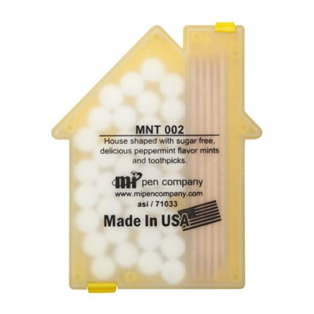 House shaped Mints/Toothpicks - Solid Yellow Custom Imprinted House shaped Mints/Toothpicks - Solid Yellow Custom Imprinted