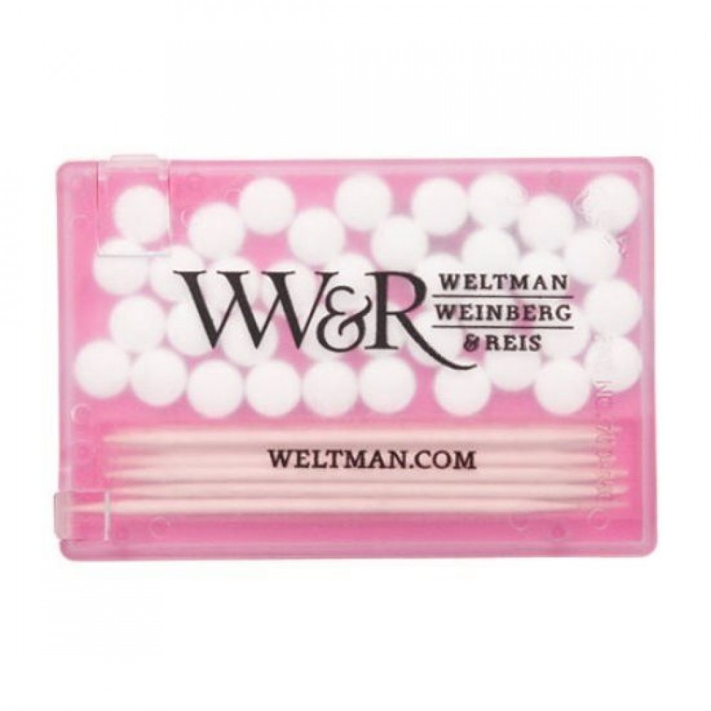 Logo Branded Rectangle Mints & Toothpicks - Translucent Pink Logo Branded Rectangle Mints & Toothpicks - Translucent Pink