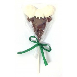 2.5 Oz. Chocolate Moose With White Chocolate Dipped Antlers On A Stick Logo Branded