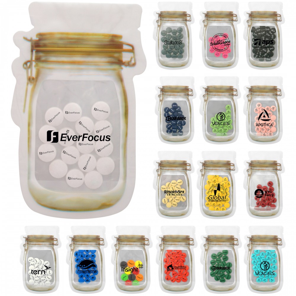 Logo Branded Mason Jar Bag Of Printed Candy w/ S Fill Logo Branded Mason Jar Bag Of Printed Candy w/ S Fill