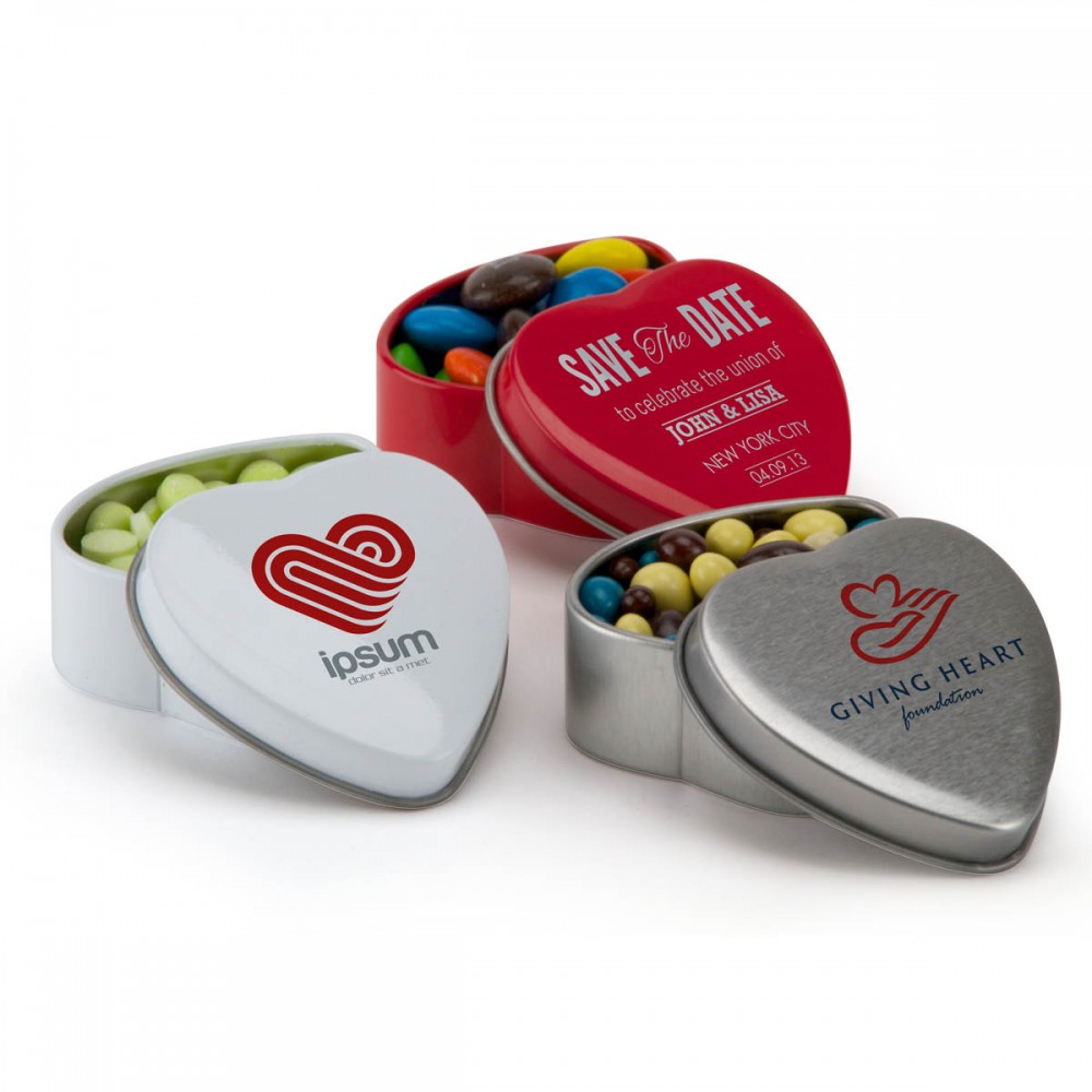 Logo Branded Small Heart Shaped Mint Tin