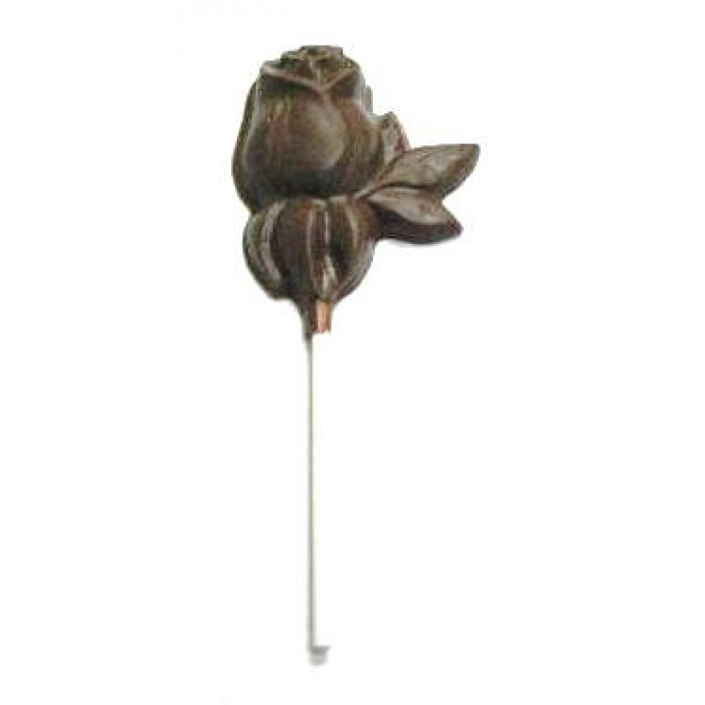 1.44 Oz. Large Chocolate Long Stem Rose On A Stick Custom Printed