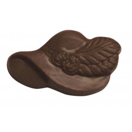 0.32 Oz. Small Chocolate Feathered Hat Custom Printed  0.32 Oz. Small Chocolate Feathered Hat Custom Printed