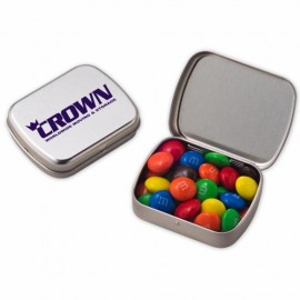 Custom Imprinted Small Hinged Tin - M&M's  Custom Imprinted Small Hinged Tin - M&M