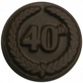 0.32 Oz. Chocolate 40th Anniversary Round W/Crest Logo Branded