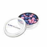 Custom Printed Top View Tin W/Chocolate Buttons