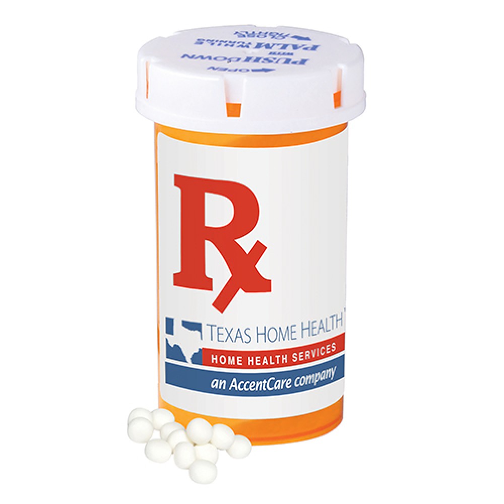 Large Pill Bottle - White Mints Custom Printed Large Pill Bottle - White Mints Custom Printed