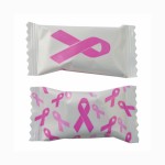 Chocolate Buttermints in a White Wrapper w/ Pink Ribbon Custom Printed
