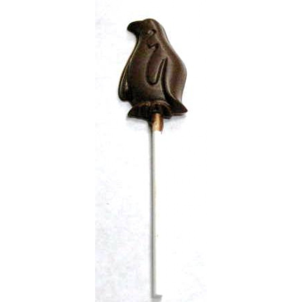 0.48 Oz. Chocolate Penguin On a Stick Logo Branded