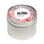 Striped Peppermints in Sm Round Window Tin Custom Printed