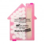 Promotional House shaped Mints/Toothpicks - Translucent Pink