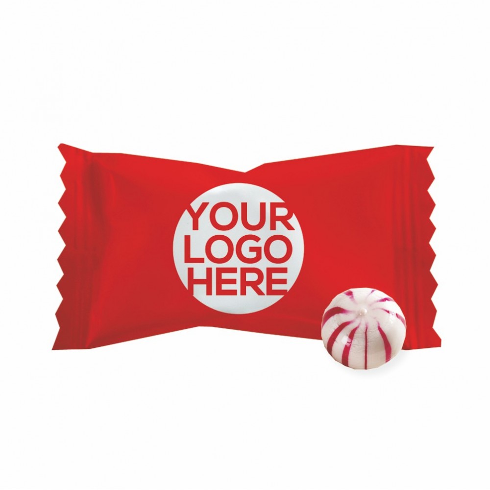 Logo Branded Hard Peppermint Balls - Custom Wrapper Logo Branded Hard Peppermint Balls - Custom Wrapper