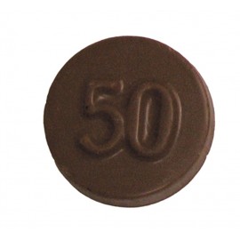 0.5 Oz. Round Chocolate 50th Plain Bar Custom Imprinted  0.5 Oz. Round Chocolate 50th Plain Bar Custom Imprinted