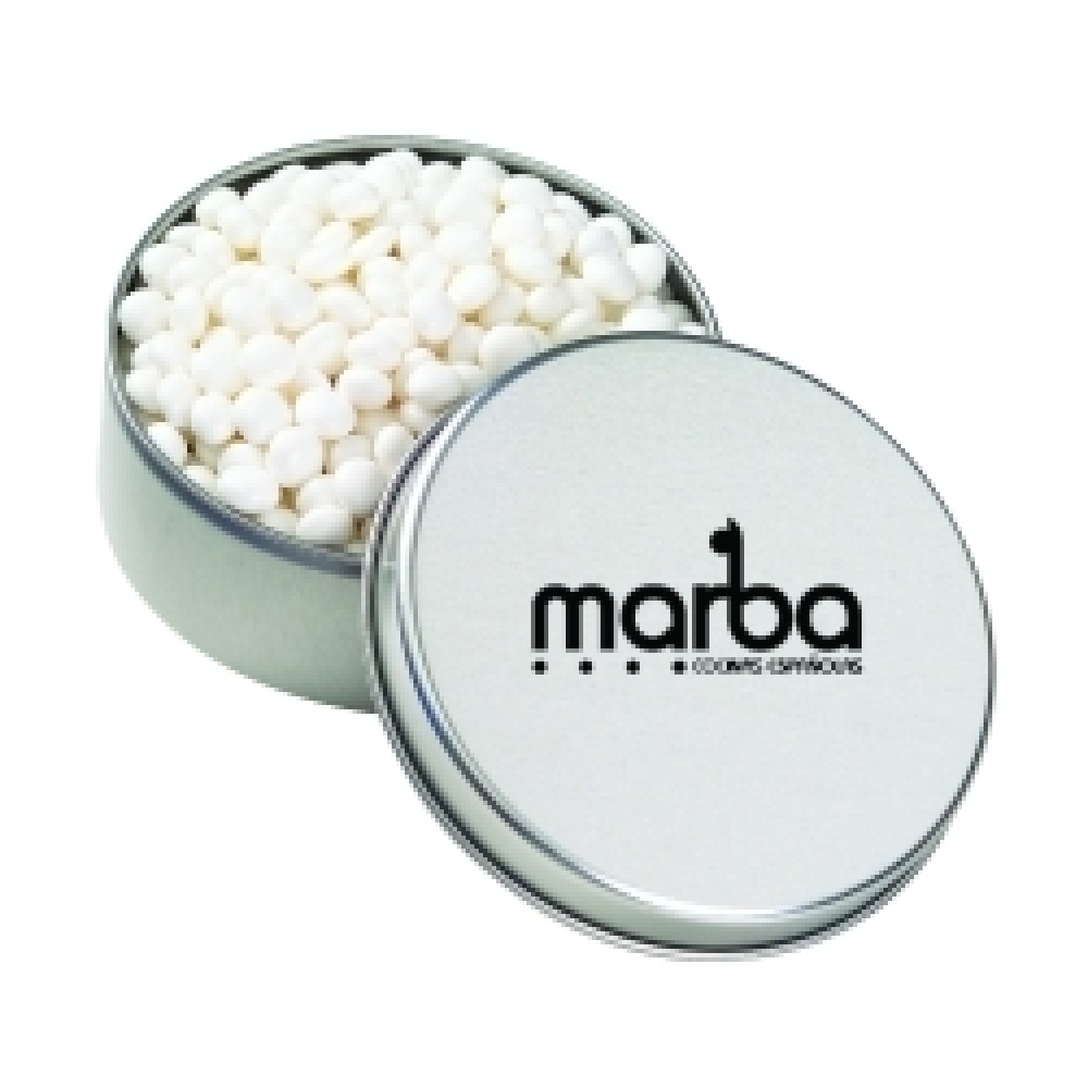 Custom Imprinted Large Round Tin - White Mints Custom Imprinted Large Round Tin - White Mints
