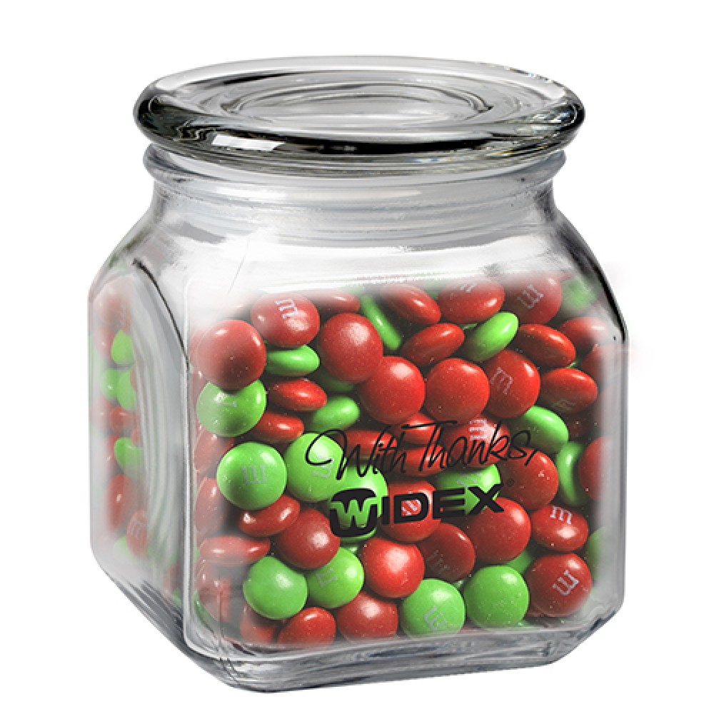 Contemporary Glass Jar - Holiday M&M's (20 Oz.) Custom Imprinted Contemporary Glass Jar - Holiday M&M's (20 Oz.) Custom Imprinted